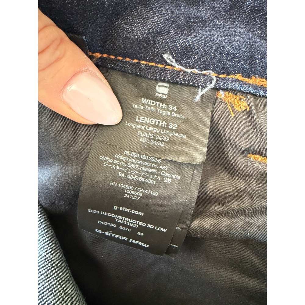 NWOT G-Star Raw 5620 3D Biker Patched Straight Jeans Dark Blue Wash 34x32 - Picture 5 of 9